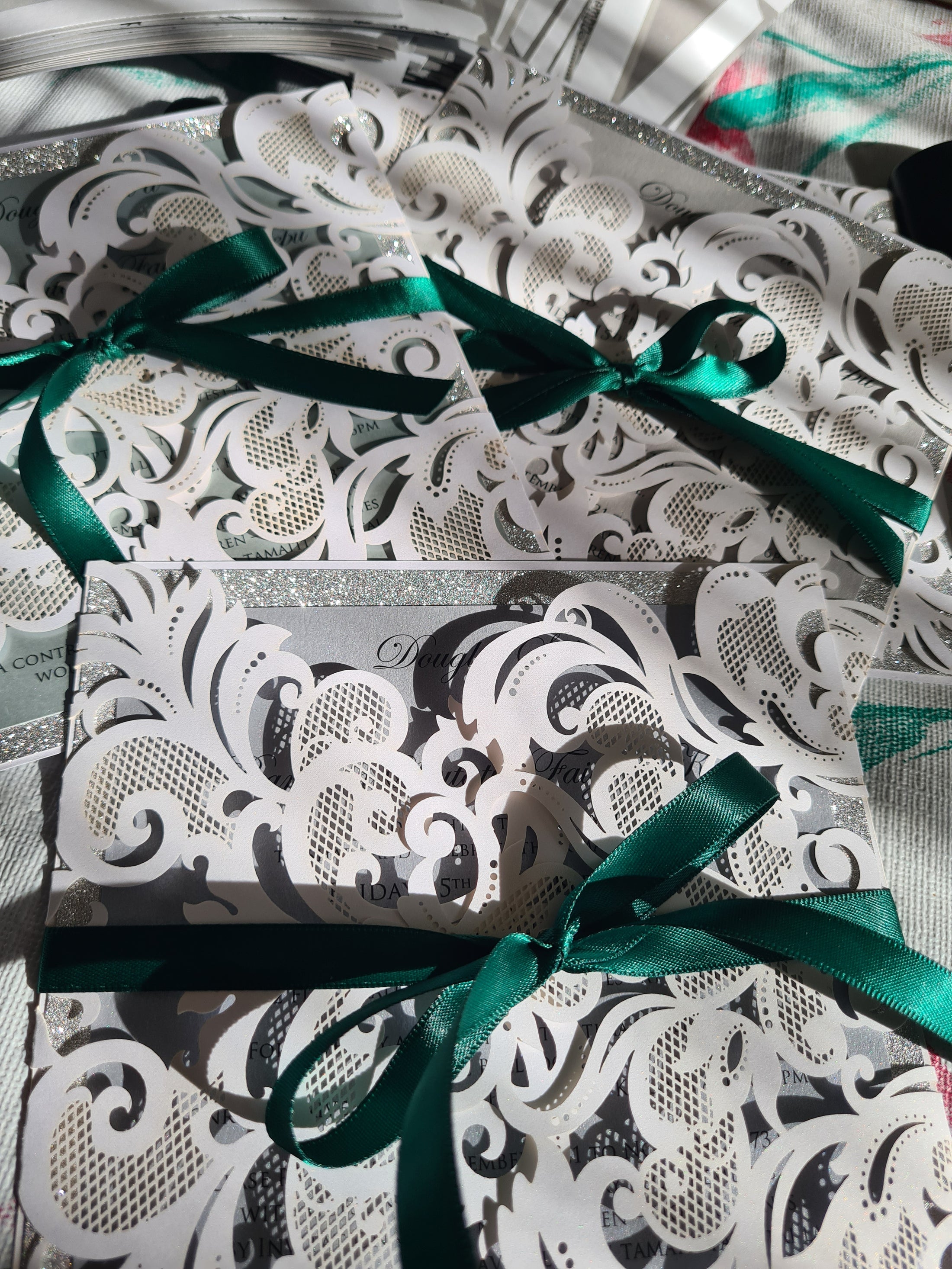Ramona White Laser-cut Wedding invitation