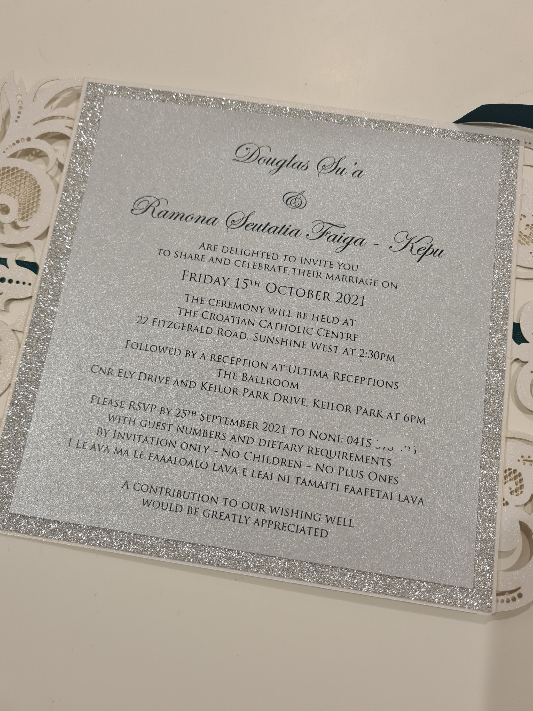 Ramona White Laser-cut Wedding invitation