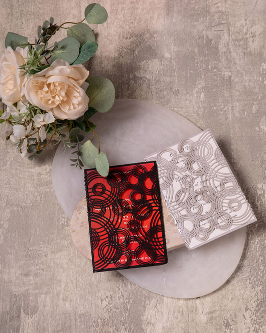 Black Eternal Rings Laser-cut Invitations Paper Orchid